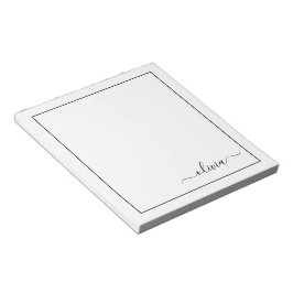 Zwart wit modern script meisjesmonogram naam notitieblok