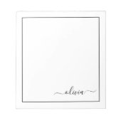 Zwart wit modern script meisjesmonogram naam notitieblok (Voorkant)