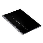 Zwart wit modern script meisjesmonogram naam notitieboek (Rechterzijde)