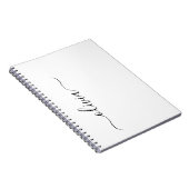 Zwart wit modern script meisjesmonogram naam notitieboek (Rechterzijde)