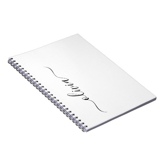 Zwart wit modern script meisjesmonogram naam notitieboek (Rechterzijde)