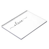 Zwart wit modern script meisjesmonogram naam notitieboek (Linkerzijde)