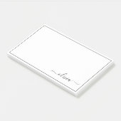 Zwart wit modern script meisjesmonogram naam post-it® notes (Schuin)