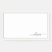 Zwart wit modern script meisjesmonogram naam post-it® notes (Voorkant)