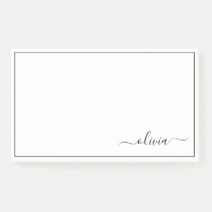 Zwart wit modern script meisjesmonogram naam post-it® notes
