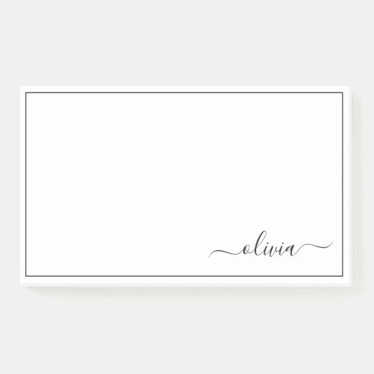 Zwart wit modern script meisjesmonogram naam post-it® notes (Voorkant)