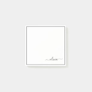 Zwart wit modern script meisjesmonogram naam post-it® notes