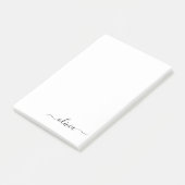 Zwart wit modern script meisjesmonogram naam post-it® notes (Schuin)
