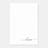 Zwart wit modern script meisjesmonogram naam post-it® notes (Voorkant)