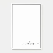 Zwart wit modern script meisjesmonogram naam post-it® notes (Voorkant)