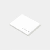 Zwart wit modern script meisjesmonogram naam post-it® notes (Schuin)
