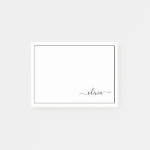 Zwart wit modern script meisjesmonogram naam post-it® notes