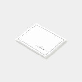 Zwart wit modern script meisjesmonogram naam post-it® notes (Schuin)