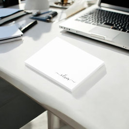 Zwart wit modern script meisjesmonogram naam post-it® notes