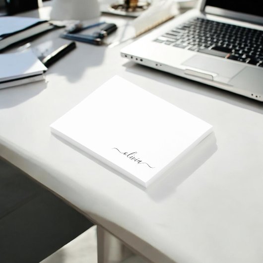 Zwart wit modern script meisjesmonogram naam post-it® notes