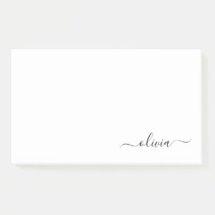 Zwart wit modern script meisjesmonogram naam post-it® notes
