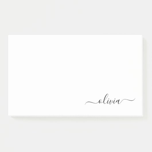 Zwart wit modern script meisjesmonogram naam post-it® notes (Voorkant)