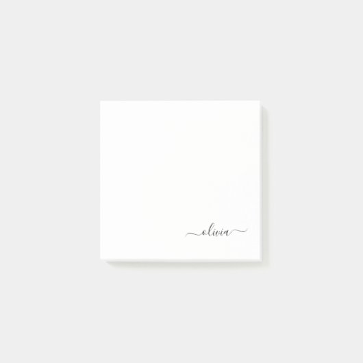 Zwart wit modern script meisjesmonogram naam post-it® notes (Voorkant)