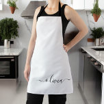 Zwart wit modern script meisjesmonogram naam schort<br><div class="desc">Zwart en zilver monogram naam Apron. Dit maakt de perfecte liefhebbende 16 verjaardag,  bruiloft,  vrijgezellenfeest,  verjaardagsdag,  baby shower of vrijgezellenfeest voor iemand die van luxe glam en stijl houdt.</div>