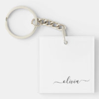 Zwart wit modern script meisjesmonogram naam
