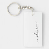 Zwart wit modern script meisjesmonogram naam sleutelhanger (Voorkant)