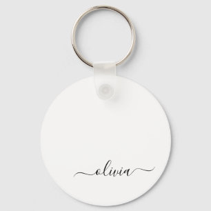 Zwart wit modern script meisjesmonogram Naam Sleutelhanger