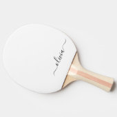 Zwart wit modern script meisjesmonogram naam tafeltennisbatje (Zijkant)