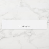 Zwart wit modern script meisjesmonogram naam waterfles etiket (Enkel label)