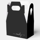 Zwart-wit Modern Script Monogram Naam Bedankdoosjes (Geopend)