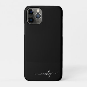 Zwart-wit Modern Script Monogram Naam Case-Mate iPhone Case