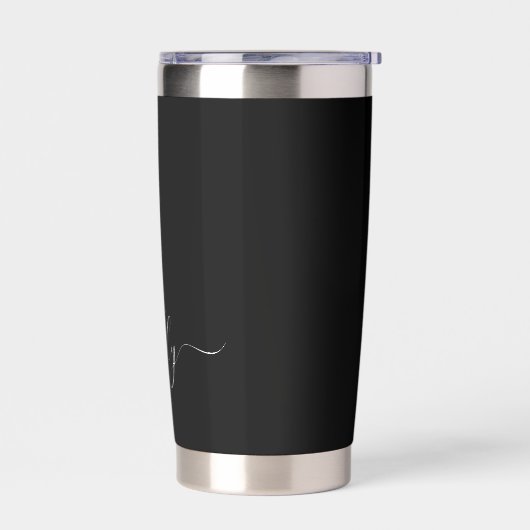 Zwart-wit Modern Script Monogram Naam Geïsoleerde Drinkbeker (Links)