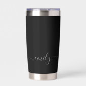 Zwart-wit Modern Script Monogram Naam Geïsoleerde Drinkbeker (Voorkant)