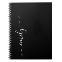 Zwart-wit Modern Script Monogram Naam