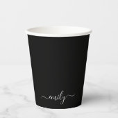 Zwart-wit Modern Script Monogram Naam Papieren Bekers (Voorkant)