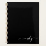 Zwart-wit Modern Script Monogram Naam Planner<br><div class="desc">Zwart-wit Eenvoudig Script Monogram Naam. Dit maakt de perfecte lieve 16 verjaardags-,  bruiloft-,  vrijgezellenfeest-,  jubileum-,  baby shower- of vrijgezellenfeestcadeau voor iemand die van glamluxe en chique stijlen houdt.</div>