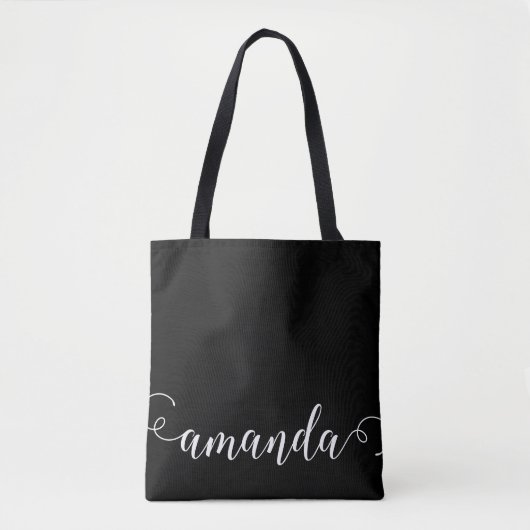 Zwart wit modern script naam Bridal Party Gift Tote Bag (Voorkant)