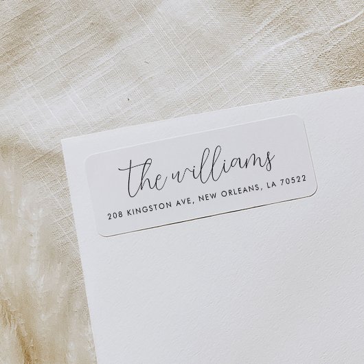 Zwart-wit modern Script Return-adres Etiket