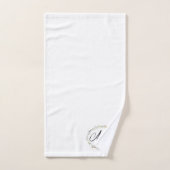 Zwart Wit Modern Script Vrouwelijke Monogram Naam  Bad Handdoek (Handdoek)
