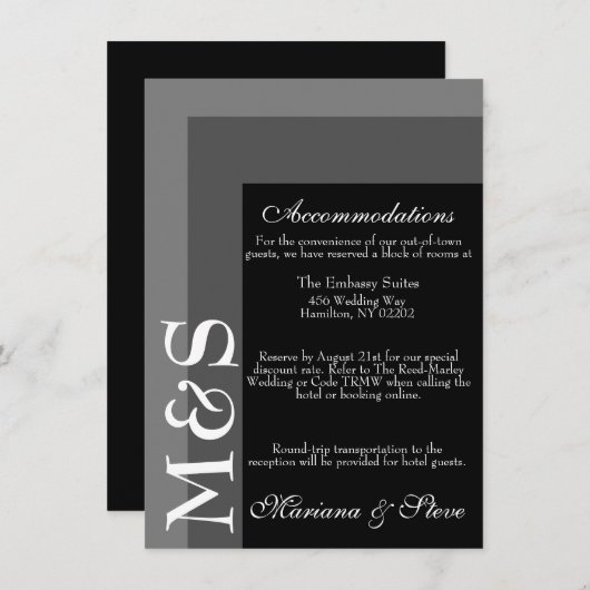 Zwart-wit Modern Script Wedding Kaart (Voorkant / Achterkant)