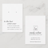 ZWART-WIT MODERN SISTER EARRING DISPLAY KAART PLAATSKAARTJE (Voorkant / Achterkant)