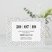 Zwart & Wit Modern Spot Wedding Save the Date (Staand voorkant)
