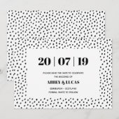 Zwart & Wit Modern Spot Wedding Save the Date (Voorkant / Achterkant)