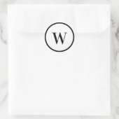 Zwart & Wit Modern Stijlvol Initiaal Ronde Sticker (Tas)