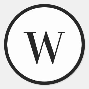 Zwart & Wit Modern Stijlvol Initiaal Ronde Sticker