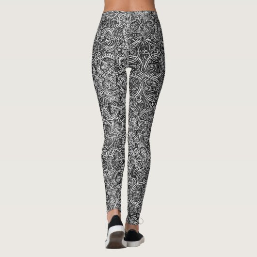 Zwart-wit modern stijlvol trendy patroon leggings (Achterkant)