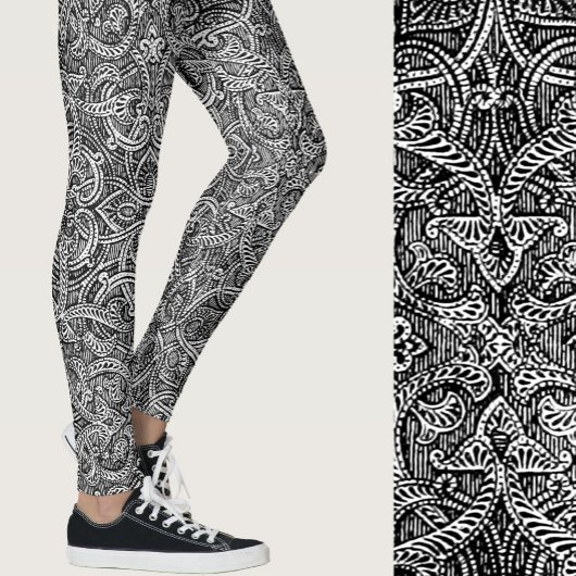 Zwart-wit modern stijlvol trendy patroon leggings