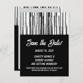 Zwart-wit Modern Stripe Save the Date Kaart