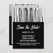 Zwart-wit Modern Stripe Save the Date Kaart (Voorkant / Achterkant)