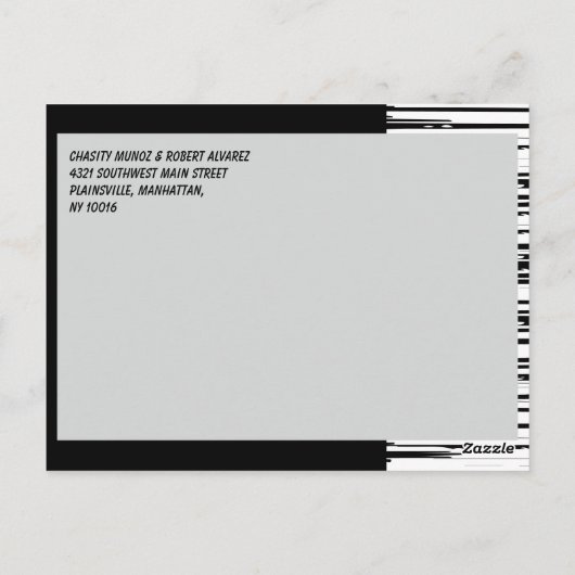 Zwart-wit Modern Stripe Save the Date Kaart (Achterkant)