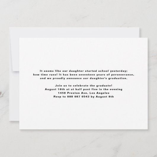 Zwart-wit Modern Stripes Foto Afstuderen Kaart (Achterkant)